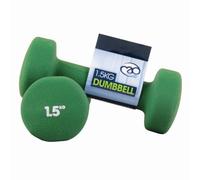 Fitness Mad 1.5kg Neoprene Dumbbells - Green (Pair) Size: 1.5KG, Colour: Green