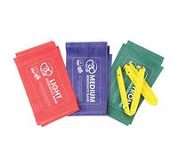 Fitness Mad Resistance Band Kit 3 Strengths of Band and handles (Red, Green, Blue)