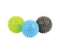 Fitness Mad Spikey Massage Ball, Ideal for Trigger Point Therapy, Deep Tissue & Myofascial Release, Relaxes Tight Muscles & Stress, 3 Hardness Levels (Blue, Green & Grey)
