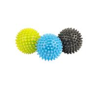 Fitness Mad Spikey Massage Ball, Ideal for Trigger Point Therapy, Deep Tissue & Myofascial Release, Relaxes Tight Muscles & Stress, 3 Hardness Levels (Blue, Green & Grey)