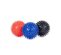 Fitness Mad Spikey Massage Ball, Ideal for Trigger Point Therapy, Deep Tissue & Myofascial Release, Relaxes Tight Muscles & Stress, 3 Hardness Levels (Red, Blue & Black)