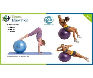 Fitness Mad Swiss Gym Ball - 300Kg Swiss Ball with Pump and DVD 55cm,65cm,75cm