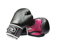 Fitness Mad Woman's Fit Leather Pro Sparring Gloves- Weight 8oz- Black/Hot Pink