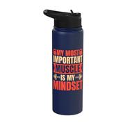 Fitness Motivation Bodybuilder Important Muscle Mindset Gym Stainless Steel Insulated Water Bottle