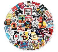 Fitness Motivation Stickers 50PCS, Waterproof Vinyl Gym Decals Featuring Workout Quotes Dumbbells Runners Boxing & Lifting Icons, DIY Craft Stickers for Water Bottles Laptops Gym Gear
