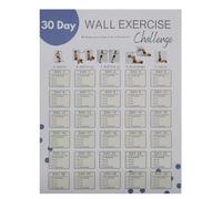 Fitness Planner Mural - 30 Day Exercise Challenge Challenge Chart, Easy Workout Program | Wall Mounted Workout Log Sheet Blank