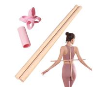 Fitness Pole 2pcs Wooden Gymnastics Pole for Training Stretching Rod for Deportment Correction Back Opening Versatile Exercise Bar for Physical Pilates & Daily Workout Portable for Home