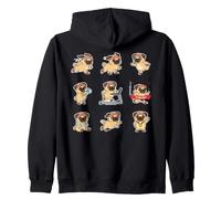 Fitness Pug Running Treadmill Marathon Finish Dog Zip Hoodie