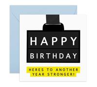 Fitness Racing Birthday Card - Another Year Stronger, Greeting for Runner Athlete Workout Training Crossfit Friend Brother Sister Bestie BFF Boyfriend Girlfriend Him Her -Comes with Stickers