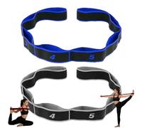 Fitness Resistance Band For Stretching And Yoga, 8-Section Adjustable Elastic Training Band Features Clear Numerical Markings for Fitness Training Dance Pilates (Gray+Blue)