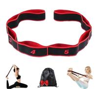Fitness Resistance Band for Stretching and Yoga, Numbered 8-Section Resistance Band, Multi-Loop Elastic Stretching Strap for Yoga Pilates Fitness Full Body Workout (Red)