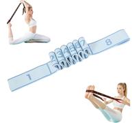 Fitness Resistance Band with Loops - Numbered Stretching Strap for Yoga, Dance & Physical Therapy, Elastic Multi-Loop Exercise Bands for Flexibility & Split Training, Non-Latex (Blue, Number 8)