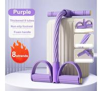 Fitness Resistance Bands-8 Tube Pedal Ankle Puller 2025 Upgrade Stretch Bands for Exercise Sit Up Exercise Equipment AB Training Auxiliary Device Workout Equipment for Women Men purple