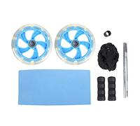 Fitness Roller with Dual ABS Wheels, Abdominal Exerciser with Pull Strap Set, Quiet Double Bearing Core Trainer for Home Workouts, Includes Knee Mat and Removable Handles (Bearing blue + pad +