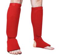 Fitness Shin Guards for Muay Thai, Kickboxing, MMA, Taekwondo, Boxing, Martial Arts, Elasticated Sock Padded Leg Instep Protection Shin Pads, for Men, Women add Kids (Red, S)