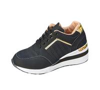 Fitness Shoes Women's Air Cushion Trainers Air Sports Shoes Mesh Fabric Non-Slip Walking Shoes Jogging Shoes Lightweight Fitness Shoes Road Running Shoes Outdoor Sports Shoes, black, 2/2.5 UK