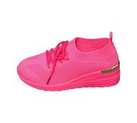 Fitness Shoes Women's Comfortable Women's Road Running Shoes Soft Sporty Non-Slip Walking Shoes Jogging Shoes Lightweight Strap and Buckle Outdoor Sports Shoes, Hot Pink, 9 UK