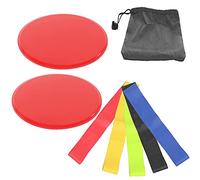 Fitness Sliding Disc Workout Equipment Core Slider Exercise Training Disks for Home Gym Street Workout ABS Material Pink Black Red Blue Green Orange 2 Pack (Red sliding basin + five-piece set + cloth