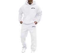 Fitness Stuff Men's Autumn Winter Fashion Men Women Casual Letter Print Long Sleeve Sports Hoodie Set Gifts For Boyfriend, White, XXL