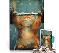 Fitness Tabby Cat Fat Gymteenagers 1000 Pieces Puzzle Challenging Game and Family Play Wishlist with Santa Claus 38x26cm