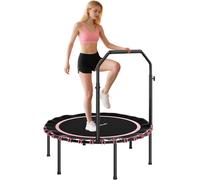 Fitness Trampoline 101cm Pink Steel & PP Foldable Rebounder with Handle 109cm
