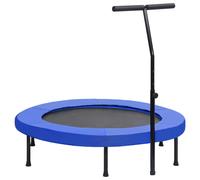 Fitness Trampoline 122cm Black/Blue Bungee with Steel Frame, PP Mat & Handle Pad