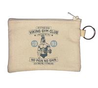 Fitness Viking Gym Club Authentic No Pain No Gain Extreme Fitness Key Chain Coin Purse Beige
