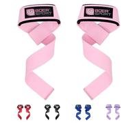 Fitness Weight Lifting Straps Anti Slip Gym Powerlifting Deadlifting Bodybuilding Workout Strength Training Hand Bar Grips Neoprene Gel padded Wrist Support Unisex Men Women (Pink)
