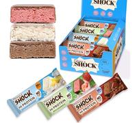 FitnesSHOCK High Protein Bar Mix Box, 12g Protein, Low Carb, No Added Sugar, 5g collagen, Fiber-Rich, Low Calorie 140 Kcal, Strawberry, Coconut-Pineapple, Chocolate 12x40g