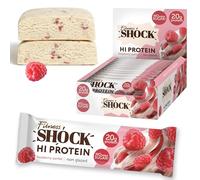 FitnesSHOCK High Proteinriegel Set mit hohem 20g Proteingehalt Eiweißriegel ohne Zuckerzusatz kalorienarm low carb ballaststoffreich Himbeere-Parfait Geschmack 12Stk 60g