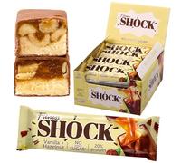 Fitnesshock Protein Bars Low Carb, High Protein Chocolate Bar - No Sugar Added, Rich Fiber Content, Palm Oil Free | Hazelnut Vanilla | 12x50g