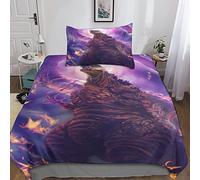 FitNshape Monsters 3D Print Godzilla Comforter Cover Set for Kids Boys Girls Duvet Cover Bedding Set Quilt Cover Room Decor Bedding with Hidden Zipper Closure Microfiber Single（135x200cm）