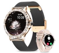 Fitoncloud Smart Watches for Women Diamonds (Answer/Make Call),1.3'' Touchscreen Smartwatch with Heart Rate/SpO2/Sleep Monitor,120+ Sport Modes,IP68 Ladies Smart Watch for iOS Android Phone,Black