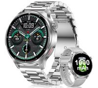 Fitonme Smart Watch for Men, 1000mAh Battery, 1.52'' HD Large Display | Heart Rate/ SpO₂/Stress/Sleep Monitoring, 120+ Sports Modes, IP68 Waterproof, Fitness Watch for Android iOS, 2 Bands, Silver