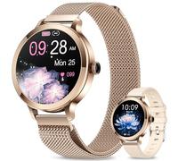 fitonyo Women's Smart Watch with Calls, 1.1 Inch AMOLED Round Smartwatch, Connected Watch with 110+ Sport/SpO2/BP/Heart Rate/Sleep Monitor, IP68 Fitness Tracker Android iOS Rose Gold