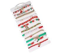 Fitooles 12PCS Christmas Charm Bracelet Set for Women Adjustable Snowflake Santa Snowman Design Kirsite Holiday Jewelry Gift Sturdy Zinc Alloy Christmas Bracelet