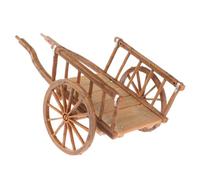 Fitooles Aged Farm Cart Miniature 1/12 Scale Dollhouses Accessory With Functional Wheels For Harvest Scene Arrangement Handcrafted Miniature Cart