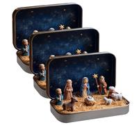 Fitooles Christmas Story Gift Set With Figurines Environmentally Safe Bethlehem Scene For Seasonal Home Styling In A Tin Box Festival Home Decoration PVC Craft