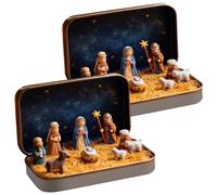 Fitooles Christmas Story Gift Set With Figurines Environmentally Safe Bethlehem Scene For Seasonal Home Styling In A Tin Box Festival Home Decoration PVC Craft