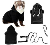 Fitooles Small Pet Clothing Set Hoodie Harness Leash for Indoor Outdoor Use Ferrets Harness