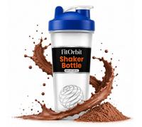 FitOrbit Protein Shaker Bottle, 600ml with Wire Mixing Ball, Leak-Proof, BPA-Free, Dishwasher Safe, Gym Shaker for Protein Shakes, Pre-Workout & Supplements Drinks