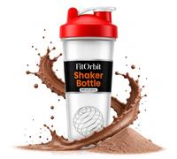FitOrbit Protein Shaker Bottle, 600ml with Wire Mixing Ball, Leak-Proof, BPA-Free, Dishwasher Safe, Gym Shaker for Protein Shakes, Pre-Workout & Supplements Drinks