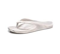 FITORY Unisex Flip Flops, Durable and Comfortable Slides with Arch Support, Lightweight Flip Flops for Beach and Pool in Summer Gray-White Weave Size Women's 4/ Men's 3