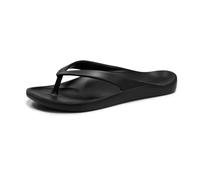 FITORY Unisex Flip Flops, Durable and Comfortable Slides with Arch Support, Lightweight Flip Flops for Beach and Pool in Summer Dark Black Size Women's 4/ Men's 3