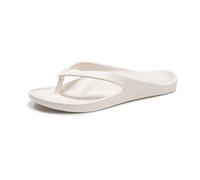 FITORY Unisex Flip Flops, Durable and Comfortable Slides with Arch Support, Lightweight Flip Flops for Beach and Pool in Summer Off-white Size Women's 13/ Men's 12