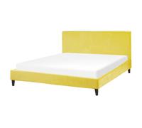 Beliani Bed Velvet Fitou 160 X 200 Cm (Eu King Size) Yellow