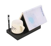 FITOUWAY Wooden Triangle Bookmark with Drink Holder |Night Stand Book Holder| Wood Triangle Book Reading Rest with Slotted| Book Accessories | Grandparents Day Gifts(Black)