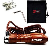 FITPACT Skipping Rope Leather Fitness Jump Rope Tangle-Free Speed Cable for Adults Women Men Kids Adjustable Skipping Rope with Wooden Handles Home Hiit Weight Loss Cardio Indoor Workout