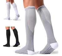 FITRELL 3 Pairs Compression Socks for Women and Men 20-30mmHg-Circulation Support Socks, Black+white+grey, Large-X-Large