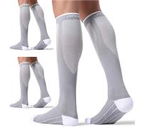 FITRELL 3 Pairs Compression Socks for Women and Men 20-30mmHg-Circulation Support Socks, Grey, Large-X-Large